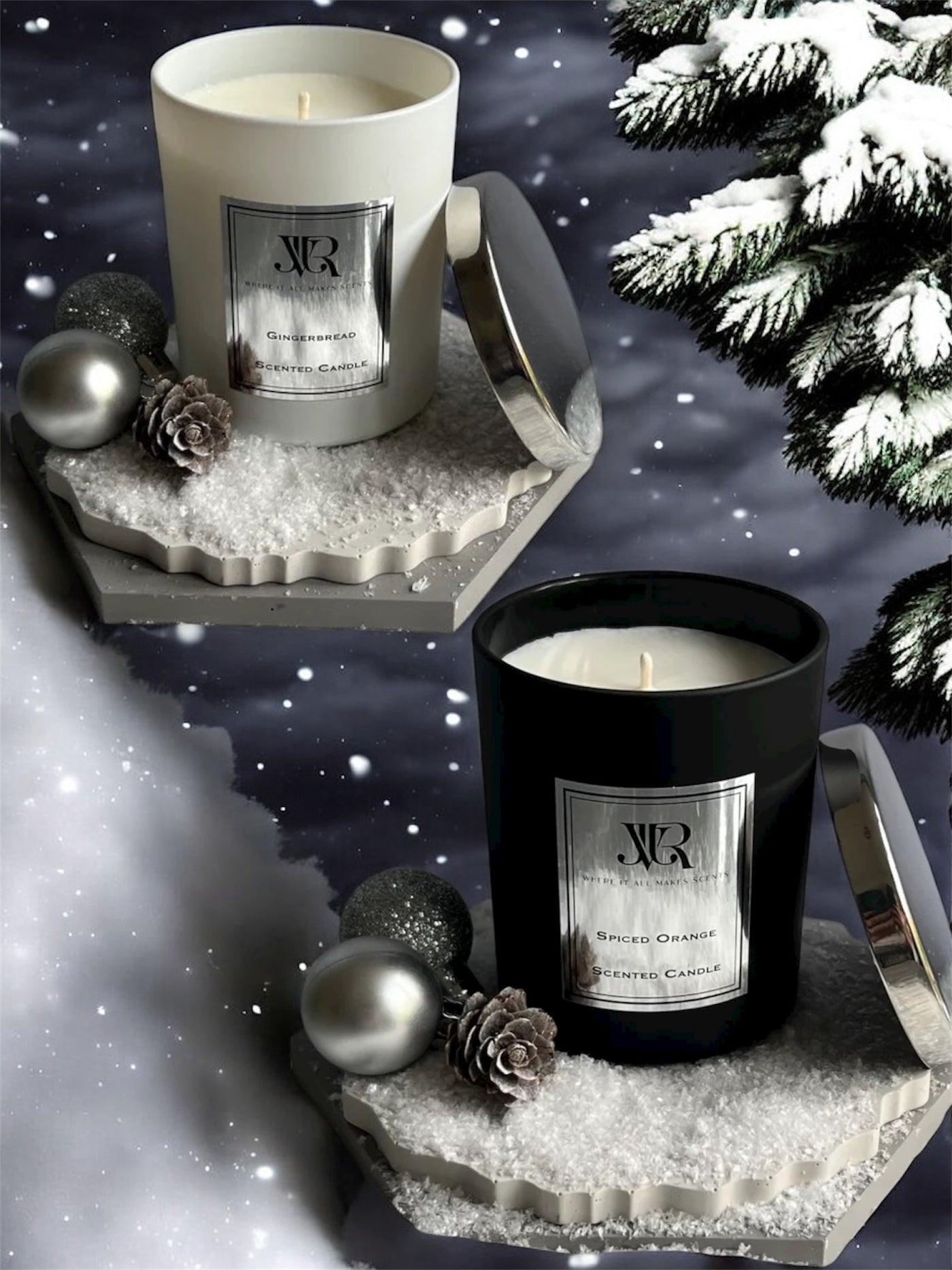 2 x LUXURY CHRISTMAS CANDLES ( mix & match ) V R J J CANDLES